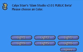 Glam Studio Set Lights menu